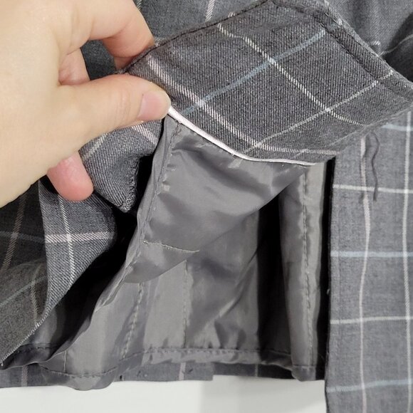 Tommy Hilfiger Gray Girl Windowpane Check Button Front Peplum Coat Jacket Size 5 - Picture 7 of 14